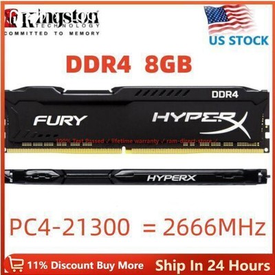 HyperX FURY DDR4 8GB 2666 MHz PC4-21300 Desktop RAM Memory DIMM 288PINS 1x 8GB