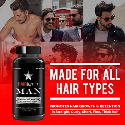 HAIRtamin Man Hair Growth Vitamins - Best Mens Biotin Fast Hair Growth Formula V