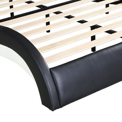 Queen LED Bed Frame Upholstered Platform Bed with Backrest vibration Headboard
