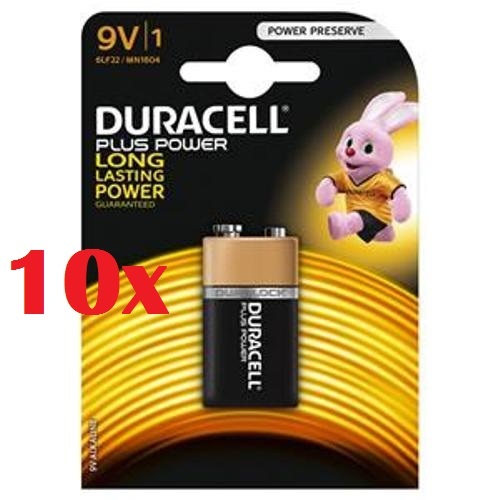 Confezione 10 Pile Batterie Duracell Plus Power 9V 6LP3146 MN1604 hsb