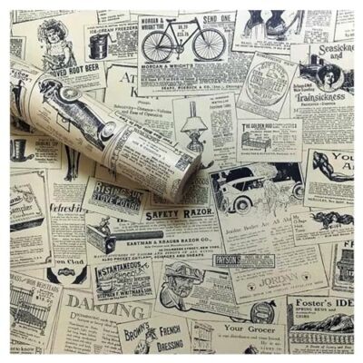 17.71 X 118 Vintage Newspaper Self Adhesive Paper Peel & Stick Wallpaper For B