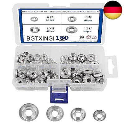 BGTXINGI 180 Stück 4 Arten 304 Edelstahl #6#8#10#12 Edelstahl Tasse Senkkopf 