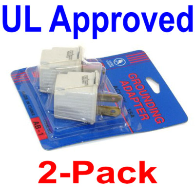 2-Pack (UL Approved) 3 Prong Plug To 2 Prong Wall Outlet Adapters 10A-15A