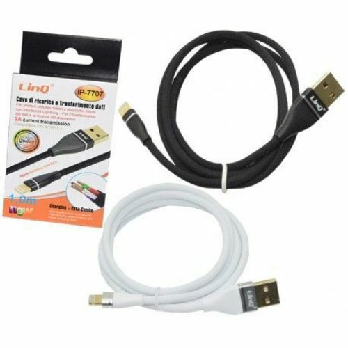 Cavo Dati Usb Linq IP-7707 2A Connettore Lightning Per Iphone 1mt Ricarica