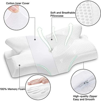 Cervical Memory Foam Pillow Contour For Neck Shoulder Pain Ergonomic Orthopedic