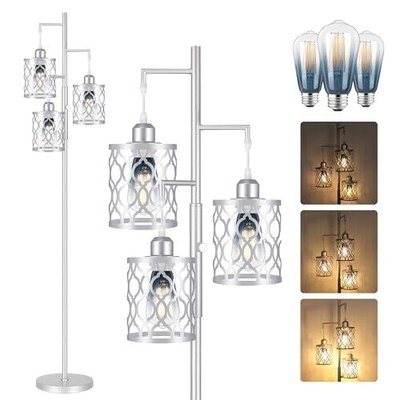 68'' Farmhouse floor lamp, Dimmable Industrial Floor Lamps for Silver- Dimmable