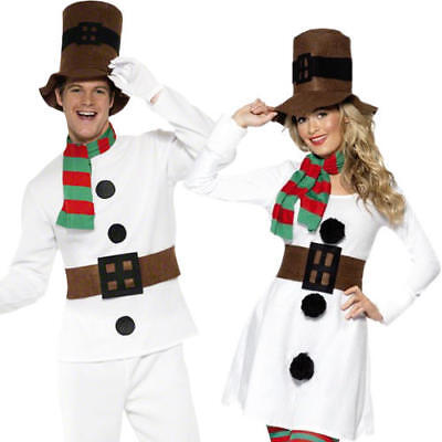 Mr & Miss Snowman Adults Fancy Dress Christmas Winter Wonderland Festive Costume