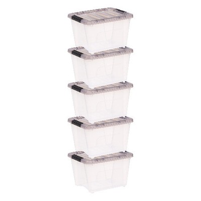 19 Qt. Clear Latch Box Stackable Plastic Modular Storage Bins with Lids Set of 5
