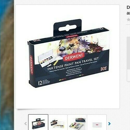Derwent Inktense Paint Pan Travel Set, Includes 12 Colors and a waterbrush