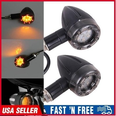 2Pack Universal Motorcycle Turn Signals Blinker Lights Amber For Suzuki Harley
