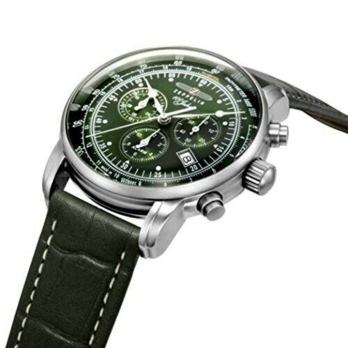 Pre-owned Zeppelin Watch 8680-4 Men's Green Analog Round Face 100th Anniversary Model..jp