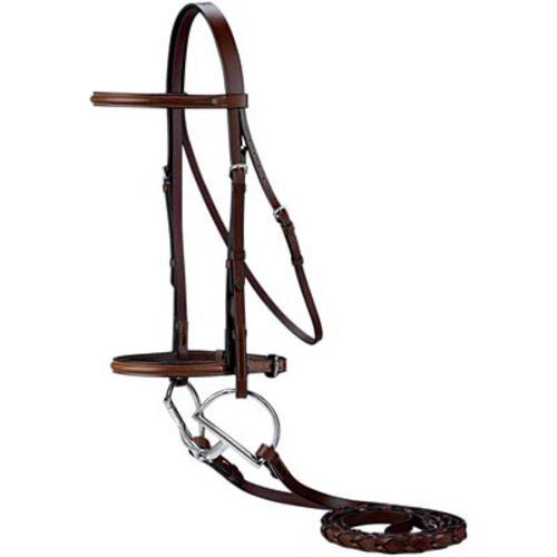 English Saddle Cob Size Raised Dark Brown Leather Horse Bridle w/ Laced Reins
