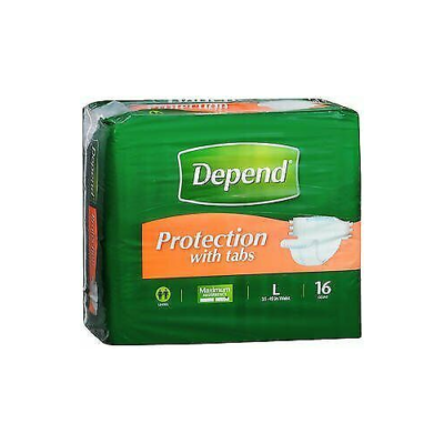 Depend Fitted Briefs Protection with Tabs Large Max Absorbency 16 Ct Pack of 2