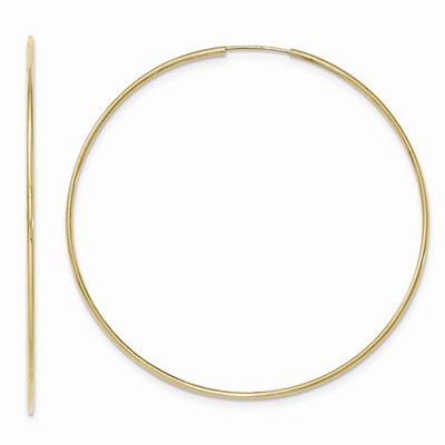 Pre-owned Wishing For Claudia 2.5" Large 10k Yellow Gold Round Endless Hoop Earrings Polished Hoops (1x65mm)
