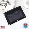 Zippered Binder Fabric Pencil Pouch 3 Rings with Clear Window for School Classroom Organizers 8 Pack (Black)