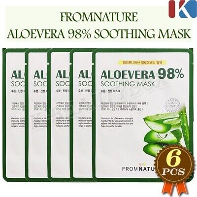 FROM NATURE 98% Aloevera Soothing Mask 22ml 6pcs Moisturizing Facial Mask Sheet