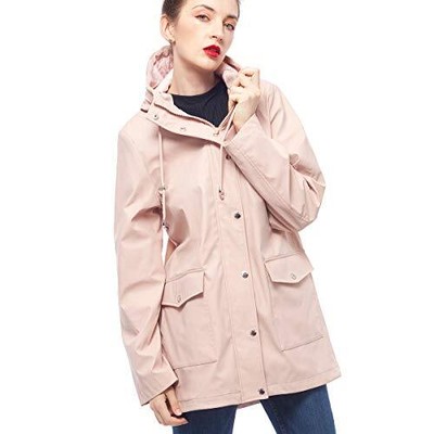 Women's Waterproof Hooded Rain Jacket Outdoor Hiking Large C