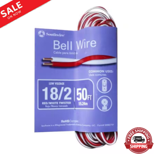 50 Ft. 18/2 Bell Wire Suitable for Thermostats, Burglar Alar