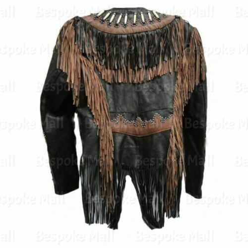 Pre-owned Handmade Women's Black Western Beaded Suede Leather Jacket Cowgirl Fringed Jacket-755