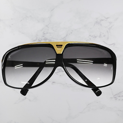 Louis Vuitton Z0350E 66 7 Evidence Sunglasses Black Gold Monogram Japan Used