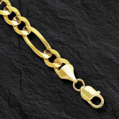 Pre-owned Nova 14kt Solid Gold Figaro Link Men's Necklace 22" 8 Mm 53 Grams In No Stone