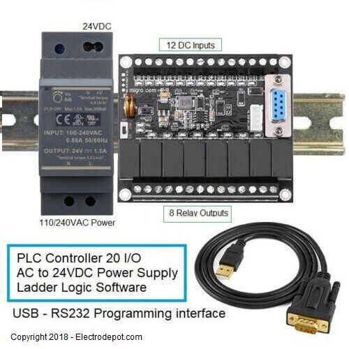 PLC Starter Kit Ladder Logic Professional Programmable Controller w Software USA