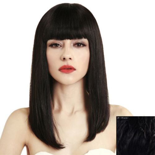 100 Human Hair Fashion Black Wig Natural Charming Long Straight