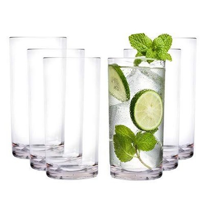 17-Ounce Plastic Drinking Glasses, Clear Unbreakable Glasses Drinking Shatter...