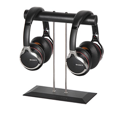 Leather Headphone Stand Dual Headset Holder Organizer Display