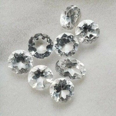 Lot of 8 White Topaz Cut Perfect Round Shape Clear Stones New 4 cts 4ish mm each