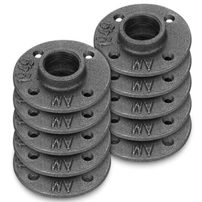 10 Pack 1 Inch Cast Iron Floor Flange, CBTONE Black Pipe Decor Flange Pipe Fitti