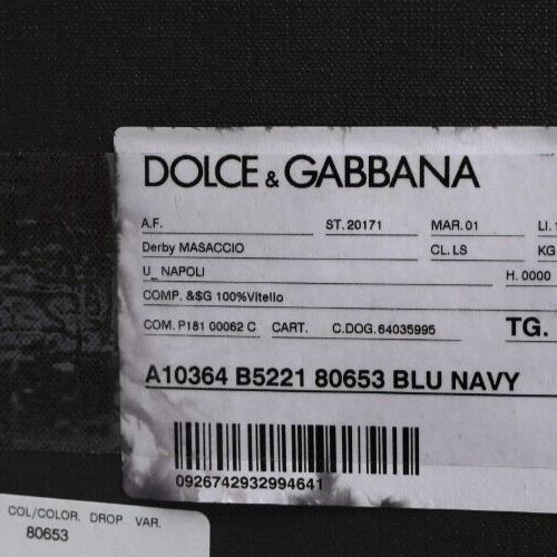 Pre-owned Dolce & Gabbana Shoes Navy Blue Leather Derby Dress Formal Men Eu42 / Us9 620usd