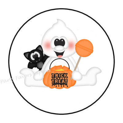 30 GHOST BAT HALLOWEEN ENVELOPE SEALS LABELS PARTY FAVORS STICKERS 1.5'' ROUND