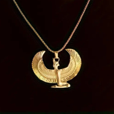 Ancient Egyptian Goddess Wings Pendant Necklace Fashionable Statement Jewelry