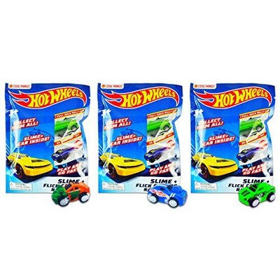 Hot Wheels Minis Blind Bags with Slime - Pack of Three Bags - Each Bag Includes 