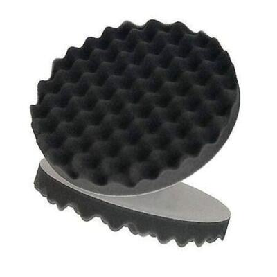 LAUCO 8" Black Waffle Final Finishing Grip Foam Polish - Hook & Loop (Pack of 2)