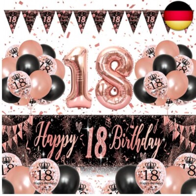18. Geburtstag Mädchen   18 Geburtstag Dekoration mit ''Happy Birthday'' Banner  