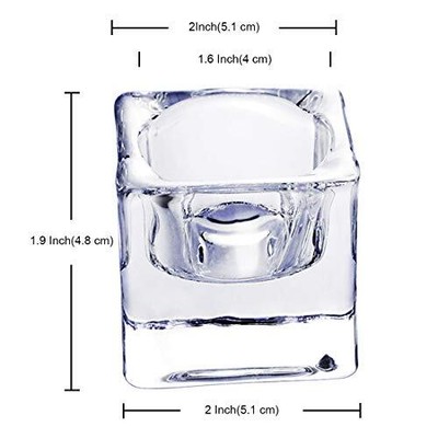 Clear Glass TeaLight Candle Holders Set of 4 Solid Square Clear Glass Table C...
