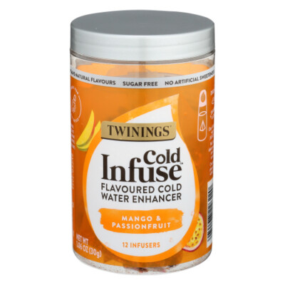 Twinings Cold Infuse Flavored Water Enhancer Mango Passionfruit 12 Count Caniste