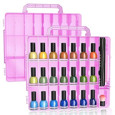 2Pack Portable Nail Polish Organizer Gel Nail Polish Storage Case for 48 Bottles