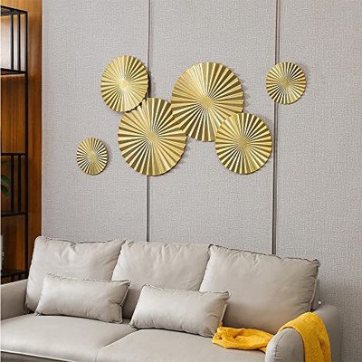 Gold Wall Art Set Of 6 Gold Wall Decor Metal Modern Accent Large Sunburst Hangin