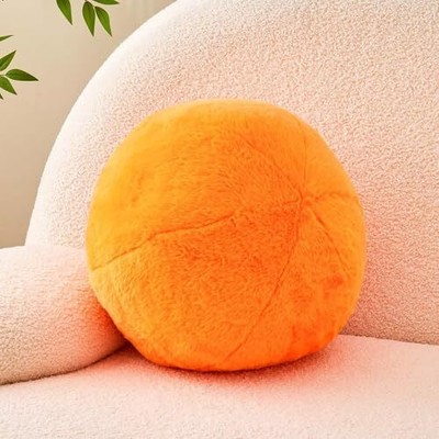  Ball Pillow, 11.8'' Cute Round Throw Pillow Faux Rabbit Medium-11.8 Inch Orange