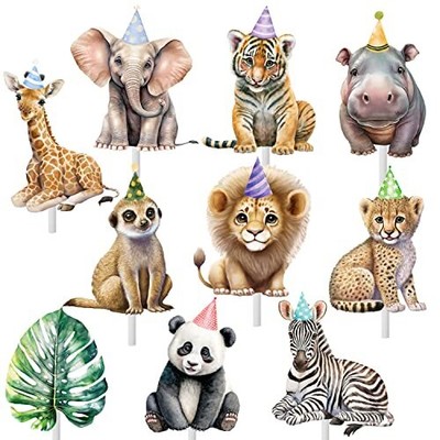 Safari Animal Party Cupcake Toppers Sticks 24pcs