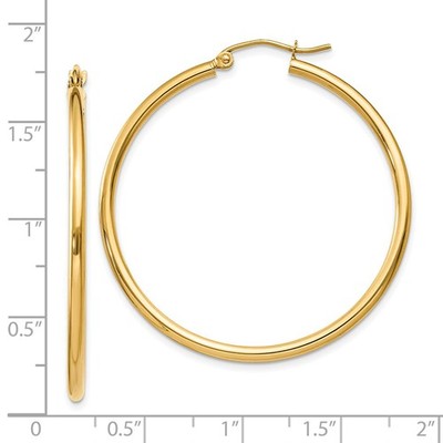 Pre-owned Wishing For Claudia 10k Yellow Gold Hinged Hoop Earrings Polished Plain Hoops 1.5" (2x37mm) 2.2 Gm