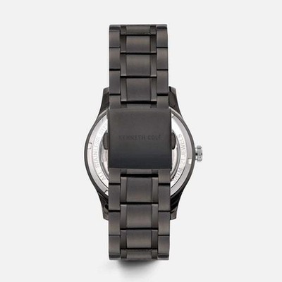 NEW KENNETH COLE NEW YORK MENS GUNMETAL ROUND STAINLESS STEEL WATCH