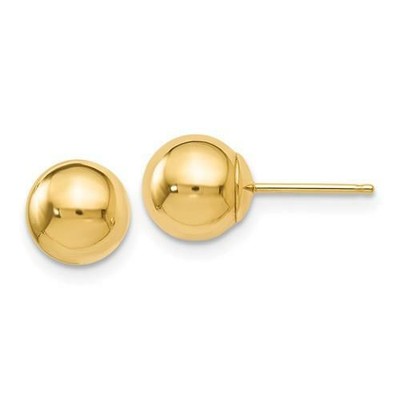KABBALAH KING 14K YELLOW GOLD BALL DESIGN 7MM DIAMETER HALO STUD EARRINGS PUSH BACKS GIFT