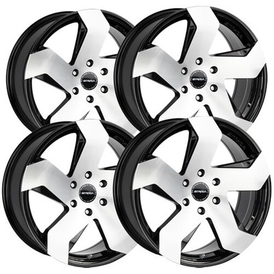 (4) Strada S65 Coltello 20x8.5 5x112 +40mm Black/Machined Wheels Rims 20'' Inch