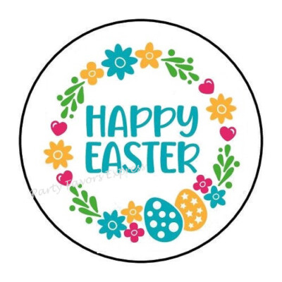 30 HAPPY EASTER ENVELOPE SEALS LABELS STICKERS PARTY FAVORS 1.5'' ROUND
