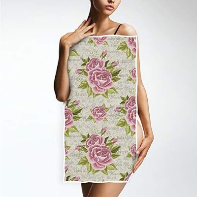 Vintage Rose Floral Hand Towels 16x30 In Pink Roses Flowers Leaves Bathroom Towe