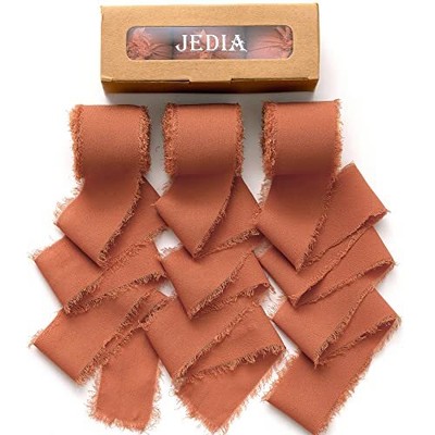 Fall Ribbon 3 Rolls Terracotta Ribbon 1.5'' x 7Yd Chiffon Ribbons Set for Gift...